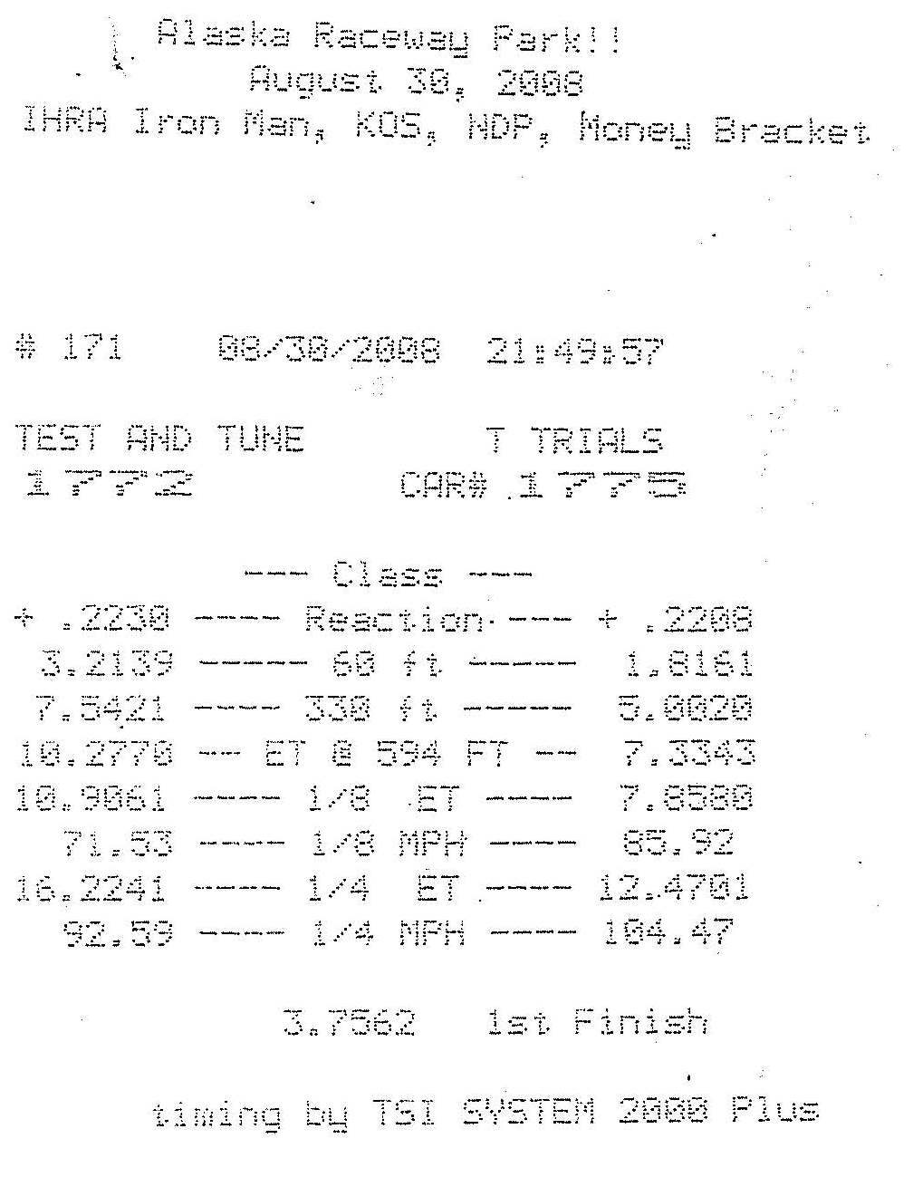 1978  Ford Pinto Electric Timeslip Scan