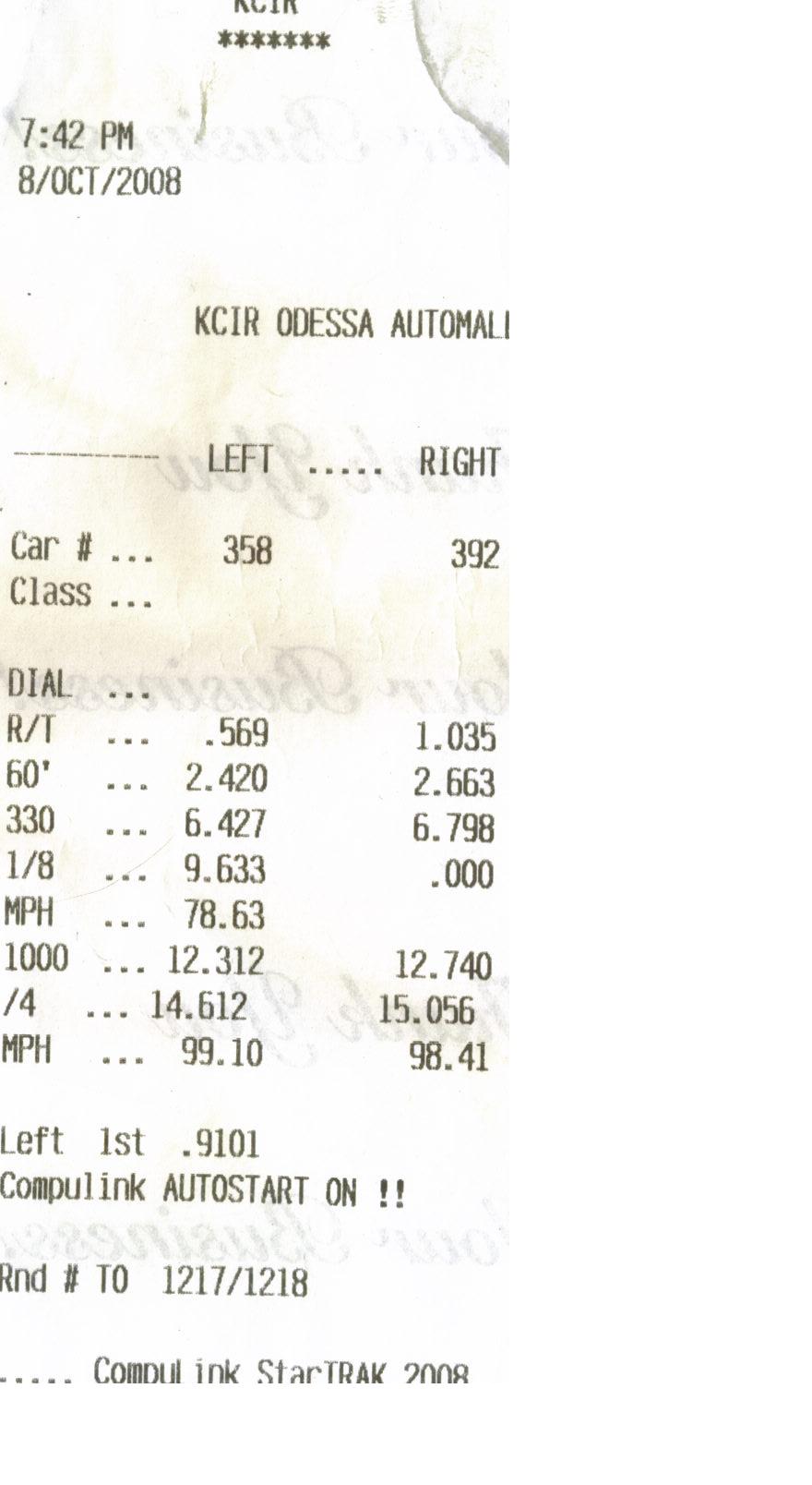 1997  Honda Civic hx t3 t4 50trim Turbo Timeslip Scan