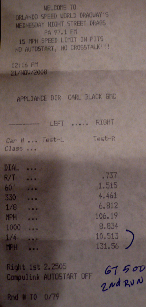 2007  Ford Mustang Shelby-GT500  Timeslip Scan