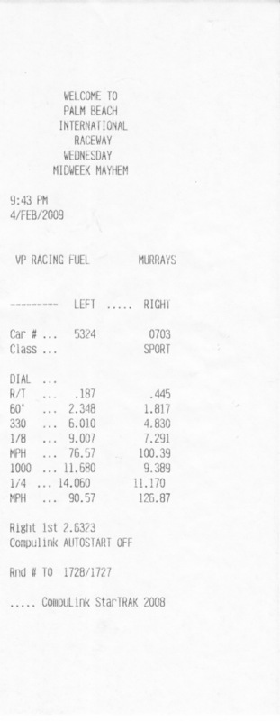 2008  Ford Mustang Shelby-GT500 Coupe Timeslip Scan