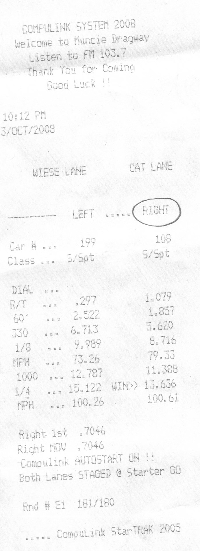 1999  Ford Mustang GT Timeslip Scan