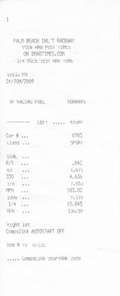 2008  Ford Mustang Shelby-GT500 Coupe Timeslip Scan