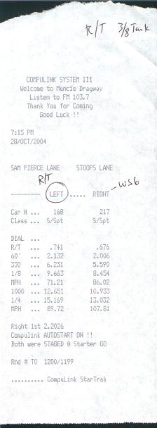 1999  Dodge Dakota R/T Club Cab Timeslip Scan