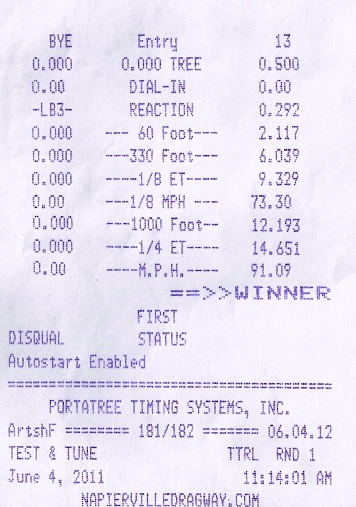 2005  Ford Mustang V6 Timeslip Scan
