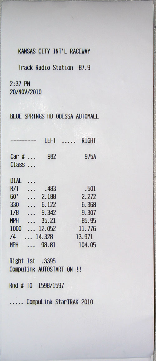 2011  Ford Mustang V6 Timeslip Scan