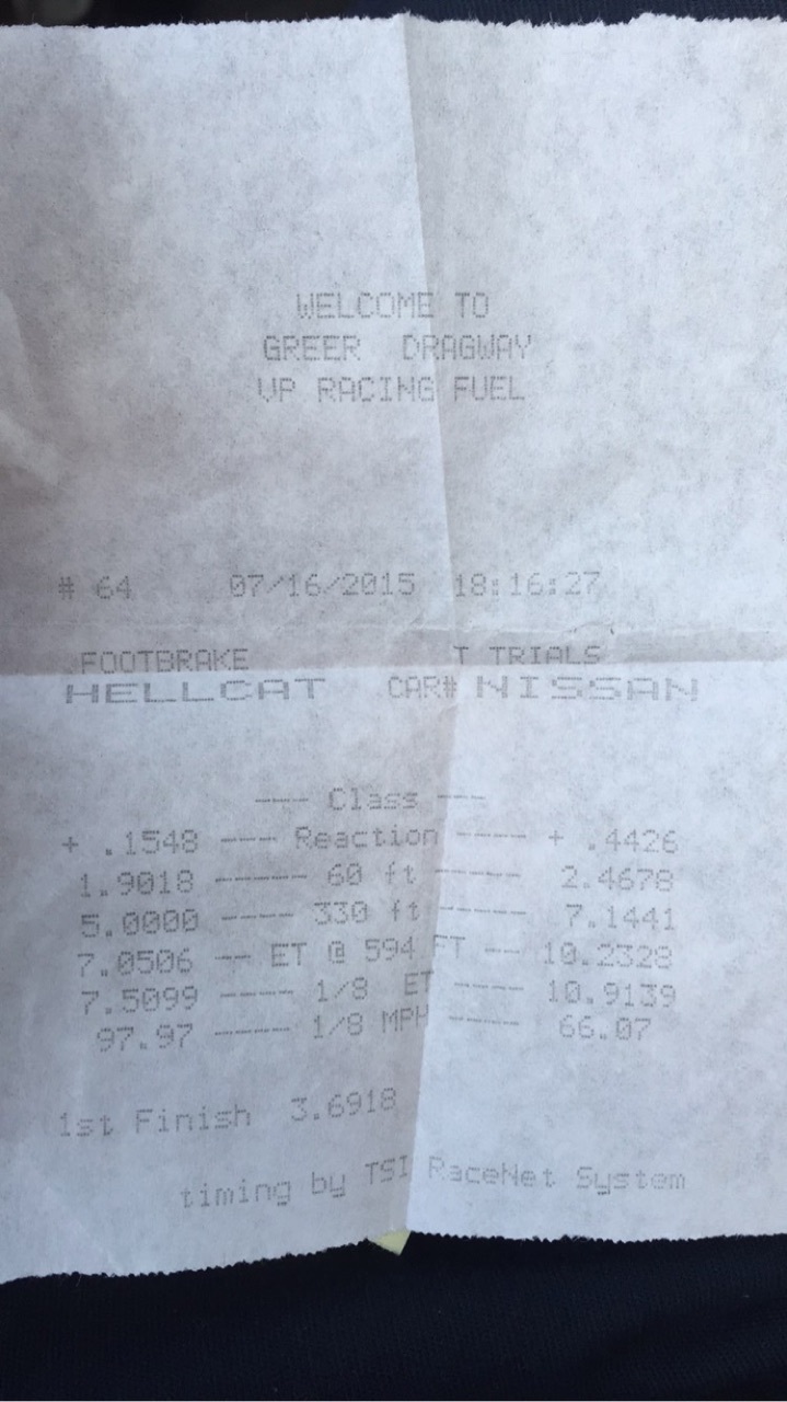 2015 Red Dodge Challenger Hellcat  Timeslip Scan