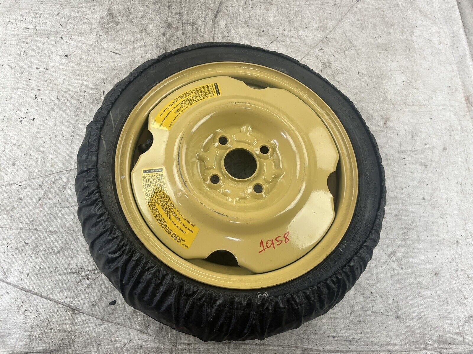 1990-1993 Mazda Miata Mx5 Oem Spare Tire 14' Donut Wheel W/ Cover 1.6 NA 90-93