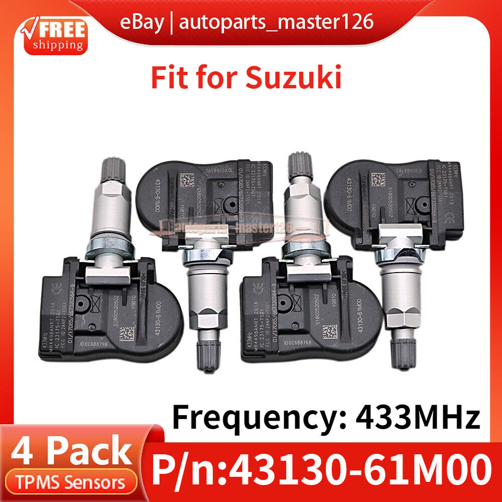 SET OF 4 TPMS Tire Pressure Monitor Sensor 433MHZ For Suzuki Jimny Alto Baleno