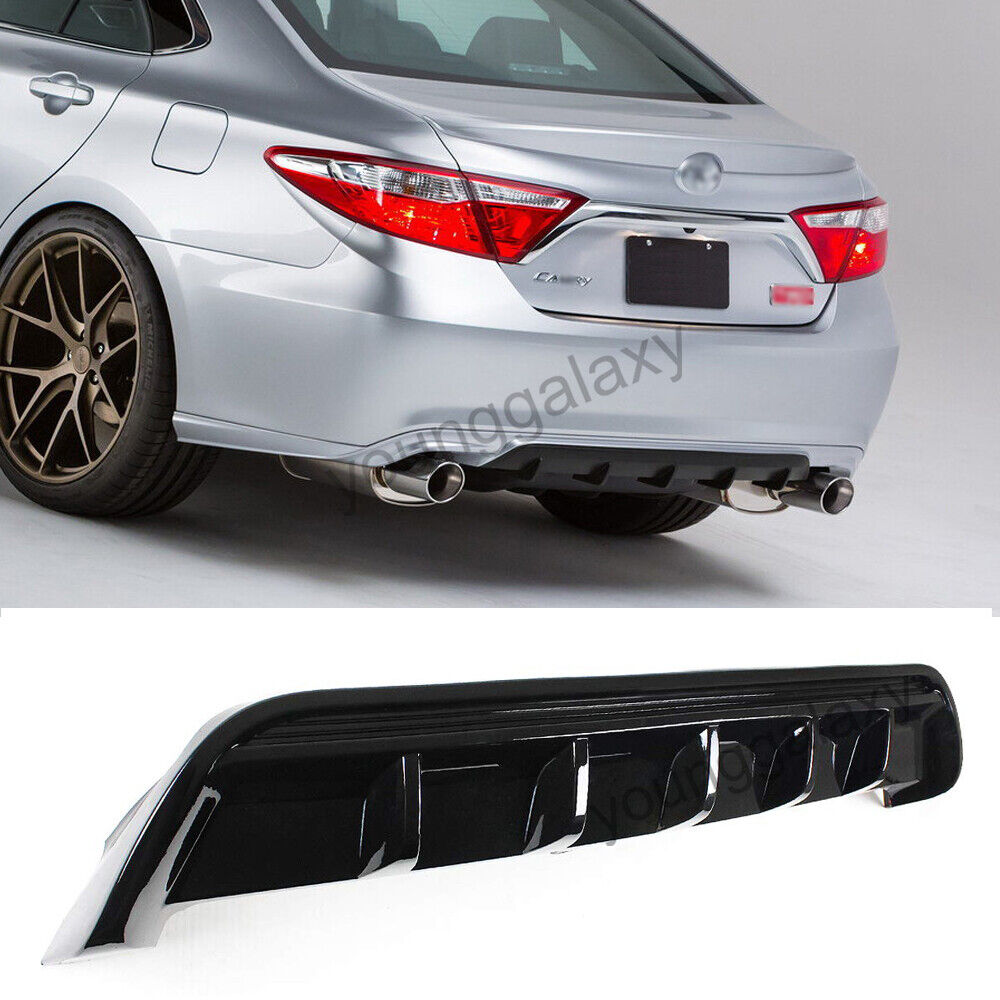For 2018-2019 Toyota Camry SE XSE GT Shark Fin Glossy Black Rear Bumper Diffuser