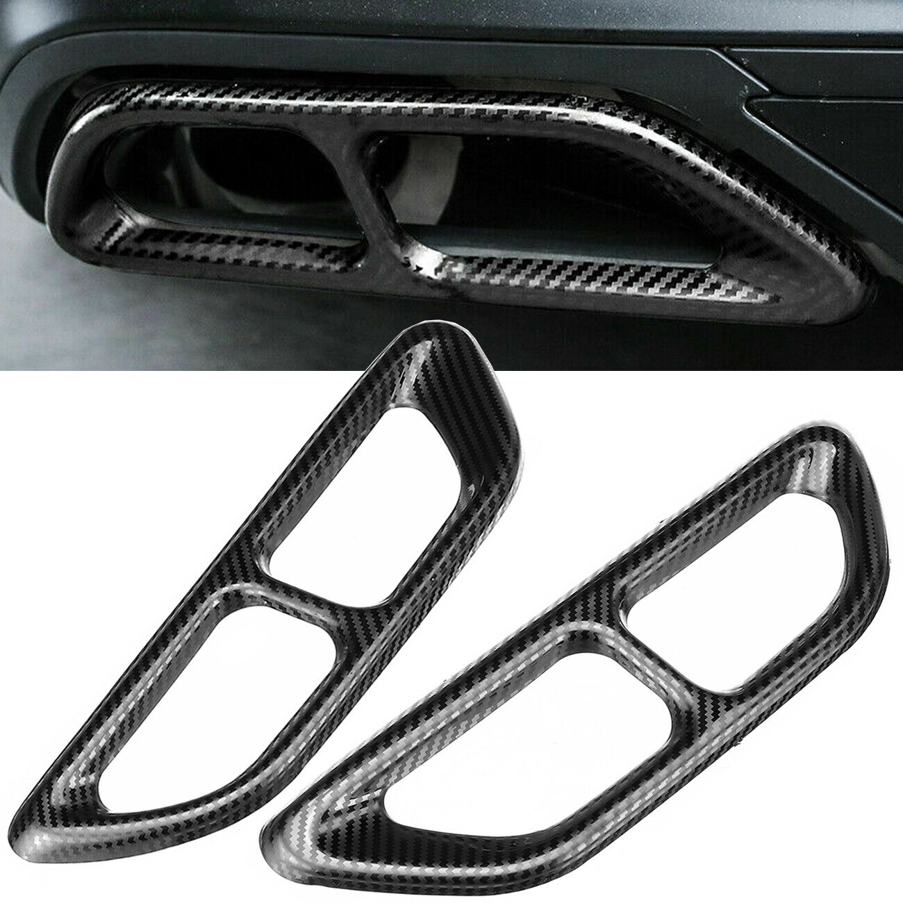 Carbon Fiber Print Look Stainless Exhaust Muffler Tip Cover Fits 18-22 Accord
