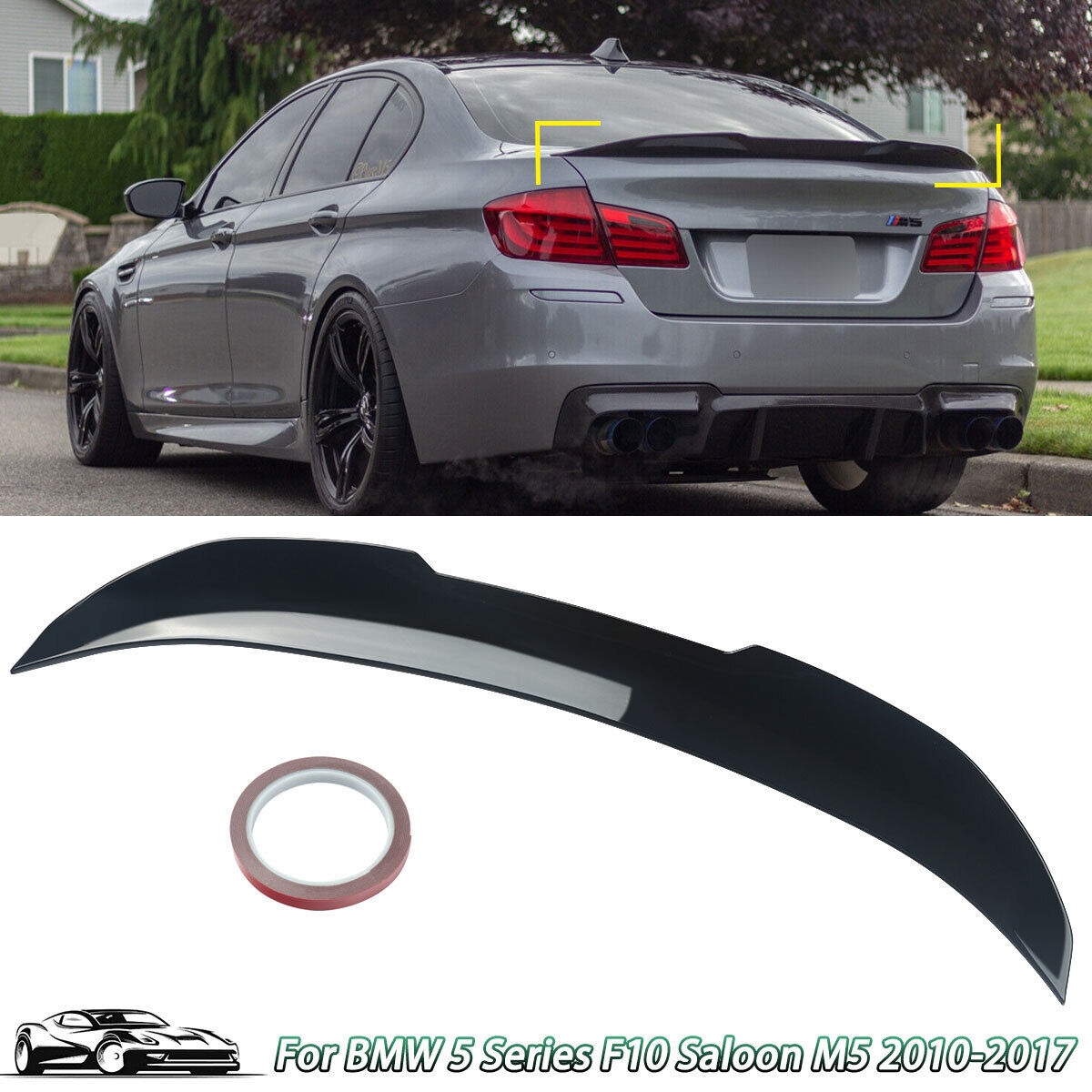 FOR 11-17 BMW F10 535i 535d 550i M5 Gloss Black PSM Style Rear Trunk Spoiler Lip