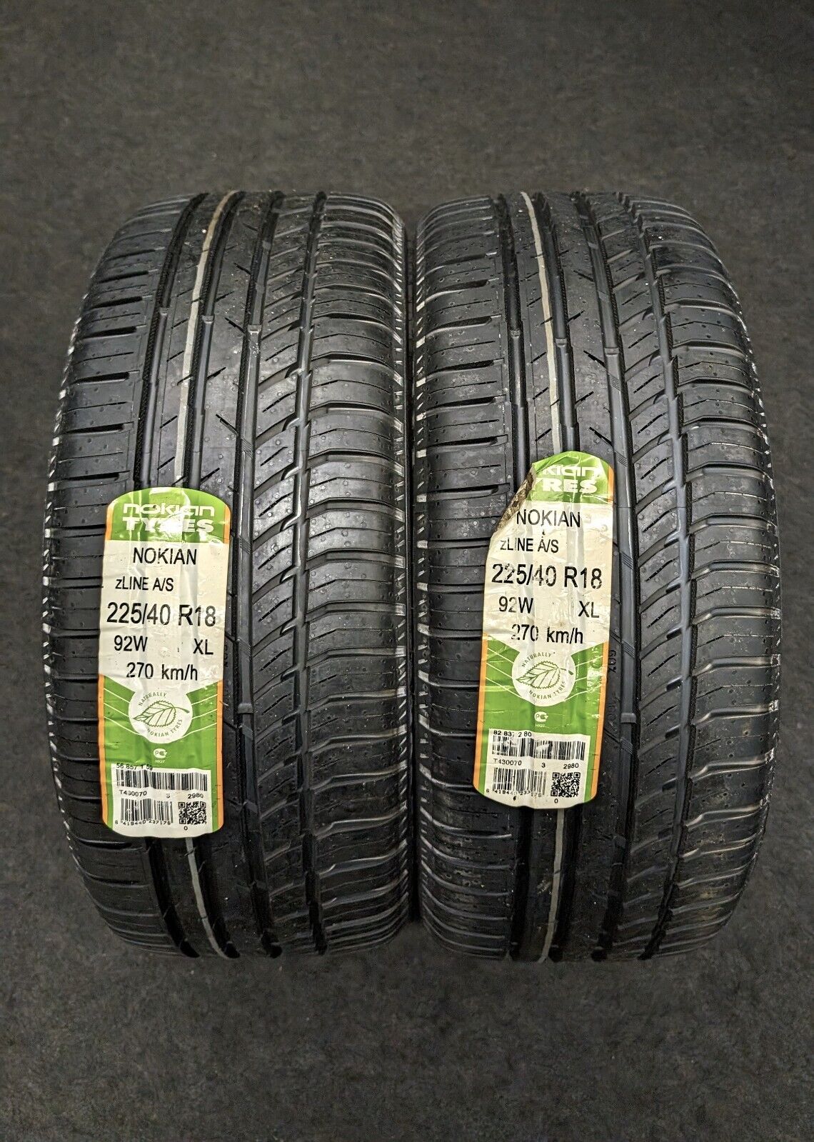 2 New Nokian Z Line A/S 225/40/18 92W All Season Tires