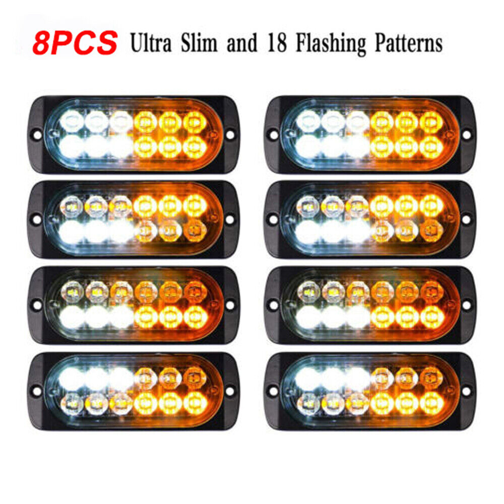 Car 12-LED Strobe Emergency Lamps Surface Mount Flashing Lights For Truck Pickup