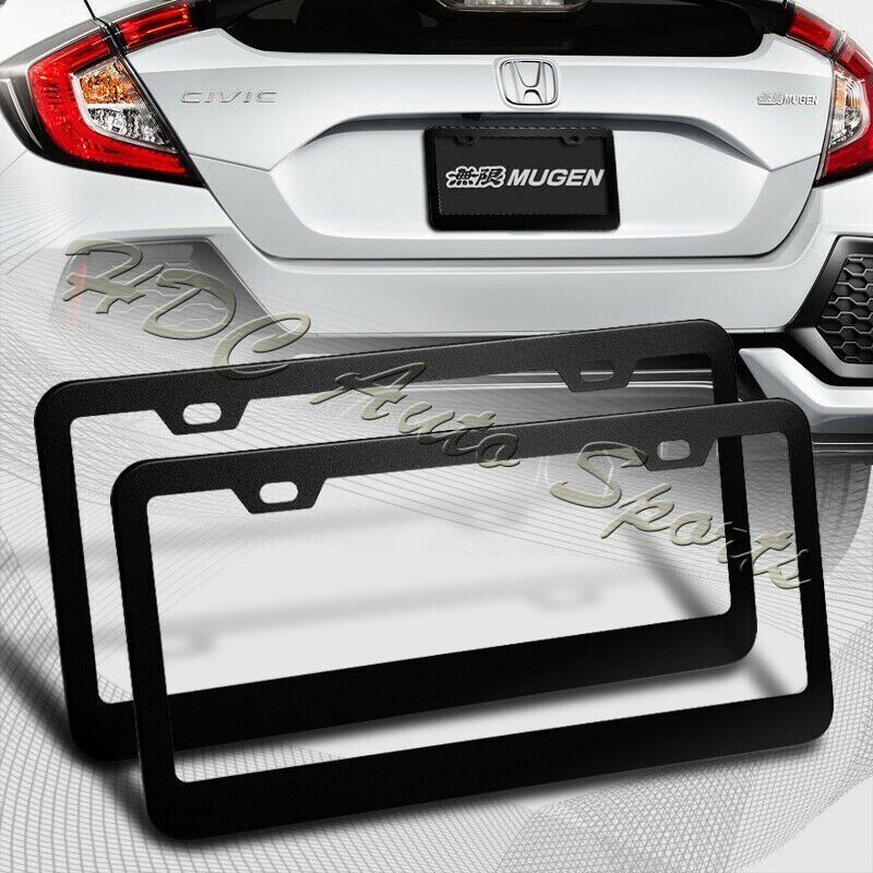 2 x Black Aluminum Alloy Car License Plate Frame Cover Front & Rear US Size