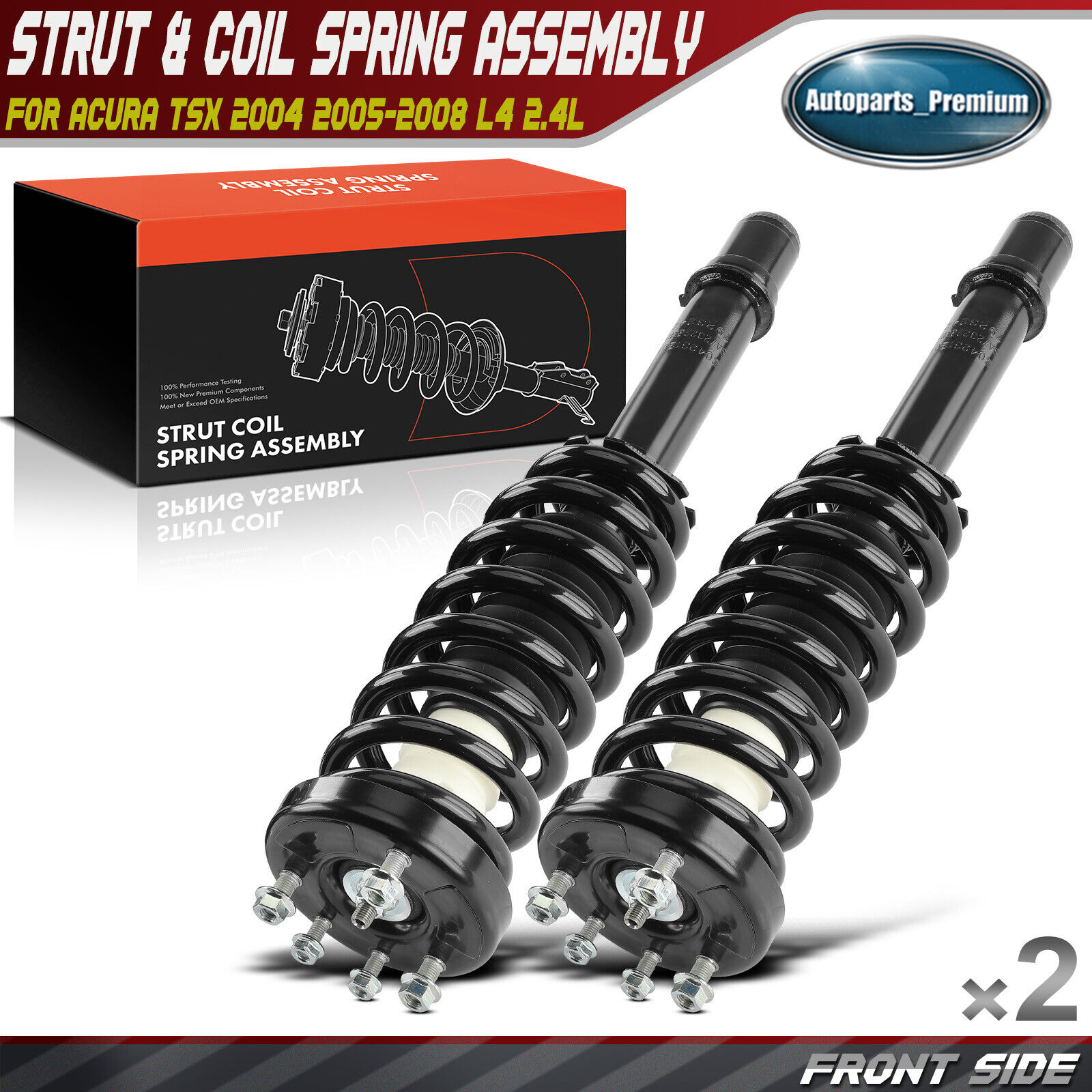 2x Front Left & Right Strut and Coil Spring Assembly for Acura TSX 04-08 L4 2.4L