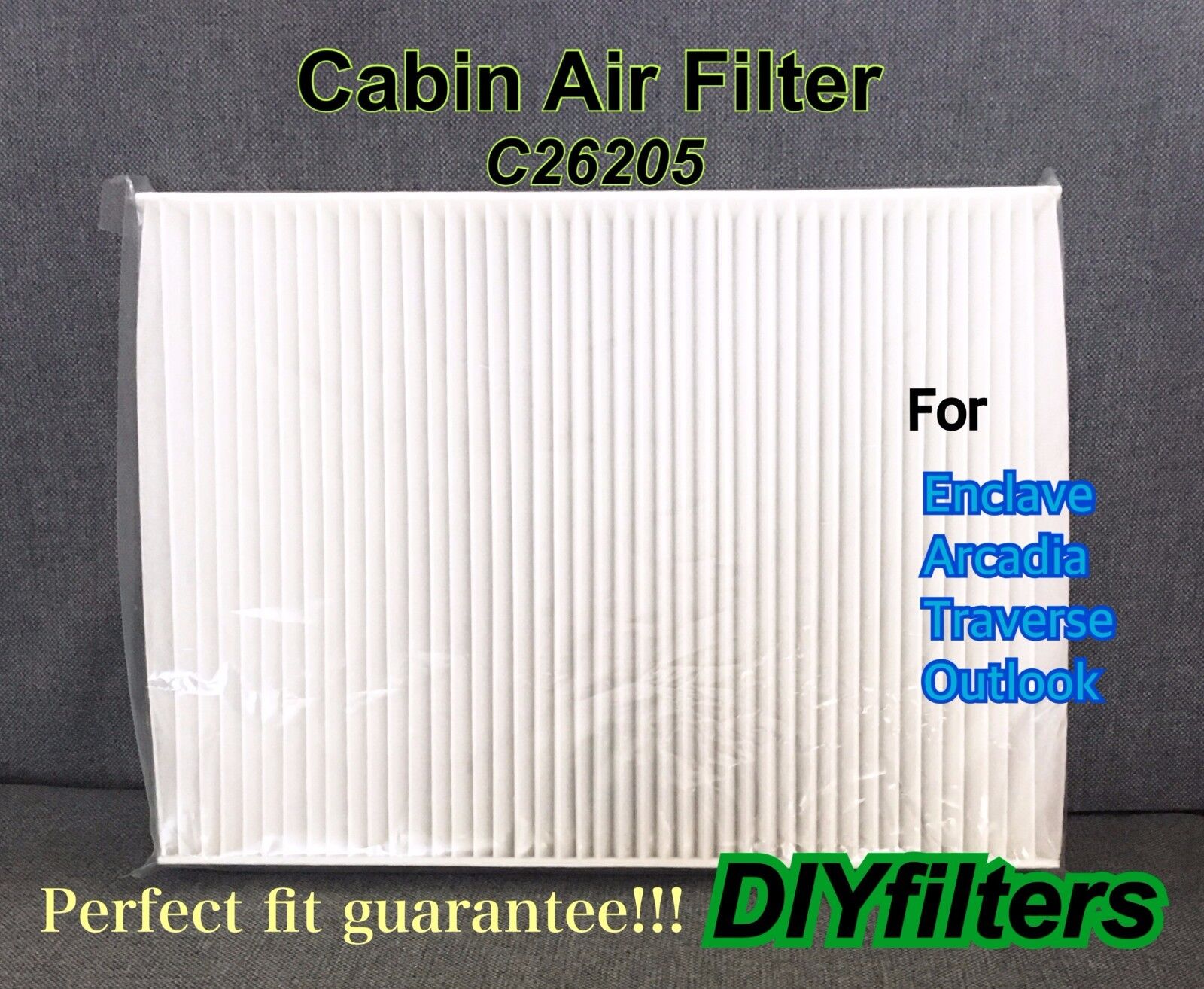C26205 Premium CABIN AIR FILTER for 07-16 Acadia 08-17 Enclave Traverse Outlook