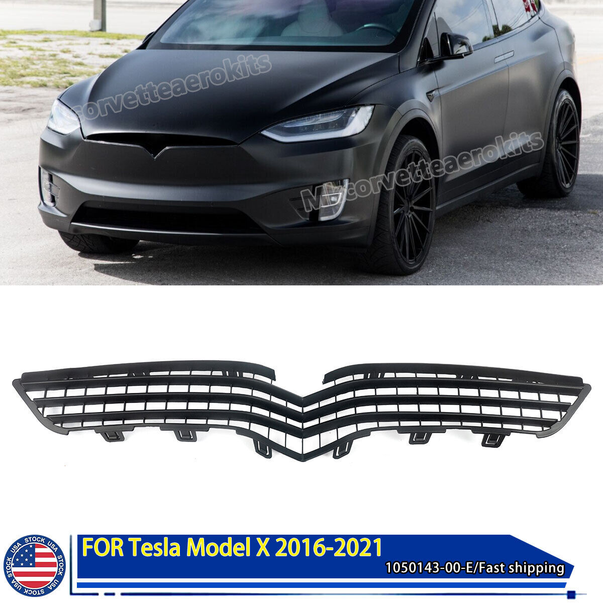Grill For 2016-2020 Tesla Model X Front Upper Center Intake Grille 1050143-00-E