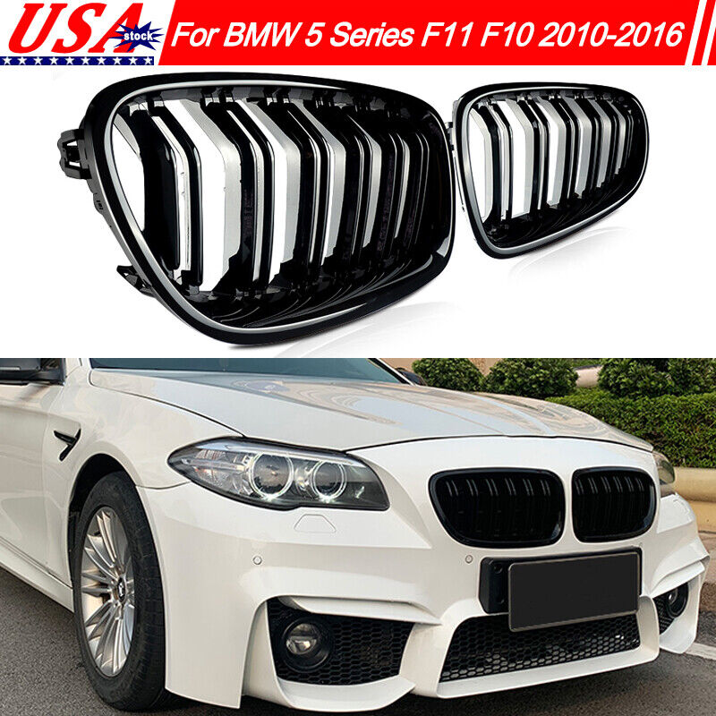Front Kidney Grille Grill For BMW 5 Series F10 F11 550i 535i 2010-16 Gloss Black