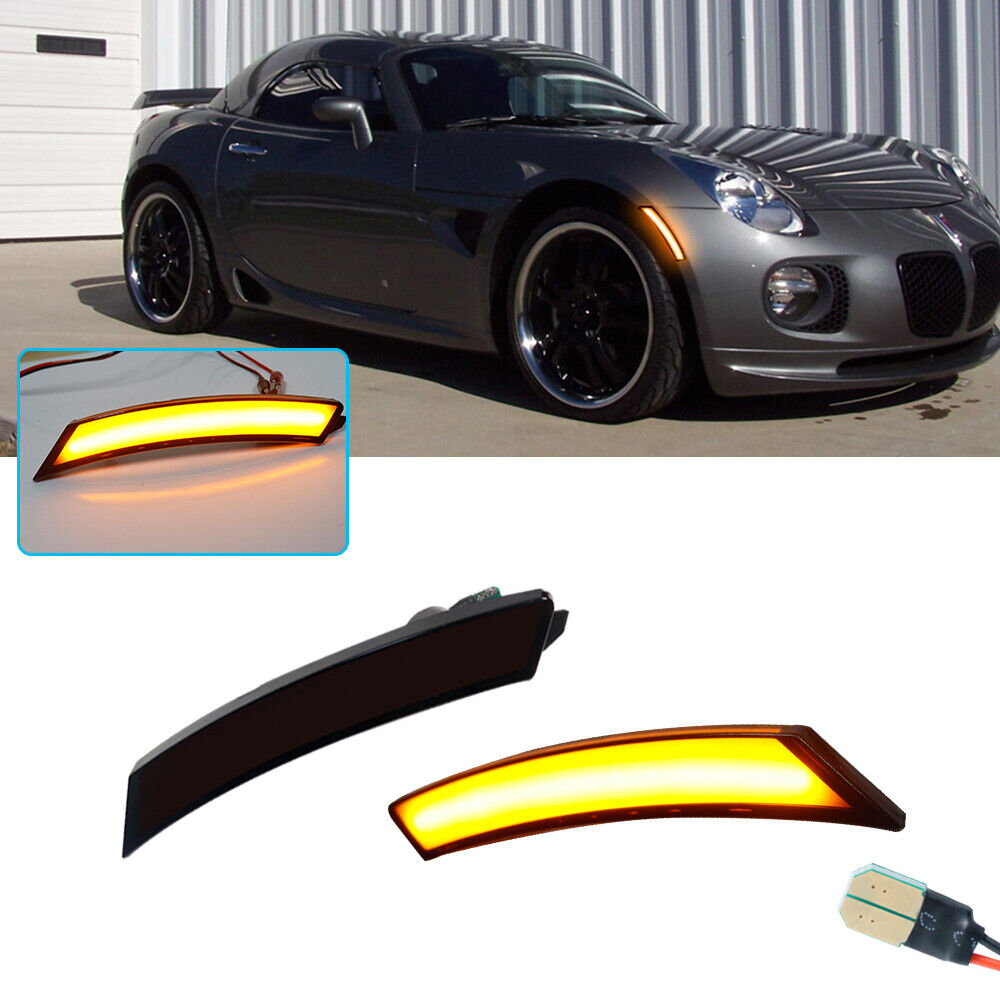 Smoked Amber LED Front Sidemarker Lamps For 06-10 Pontiac Solstice & Saturn Sky