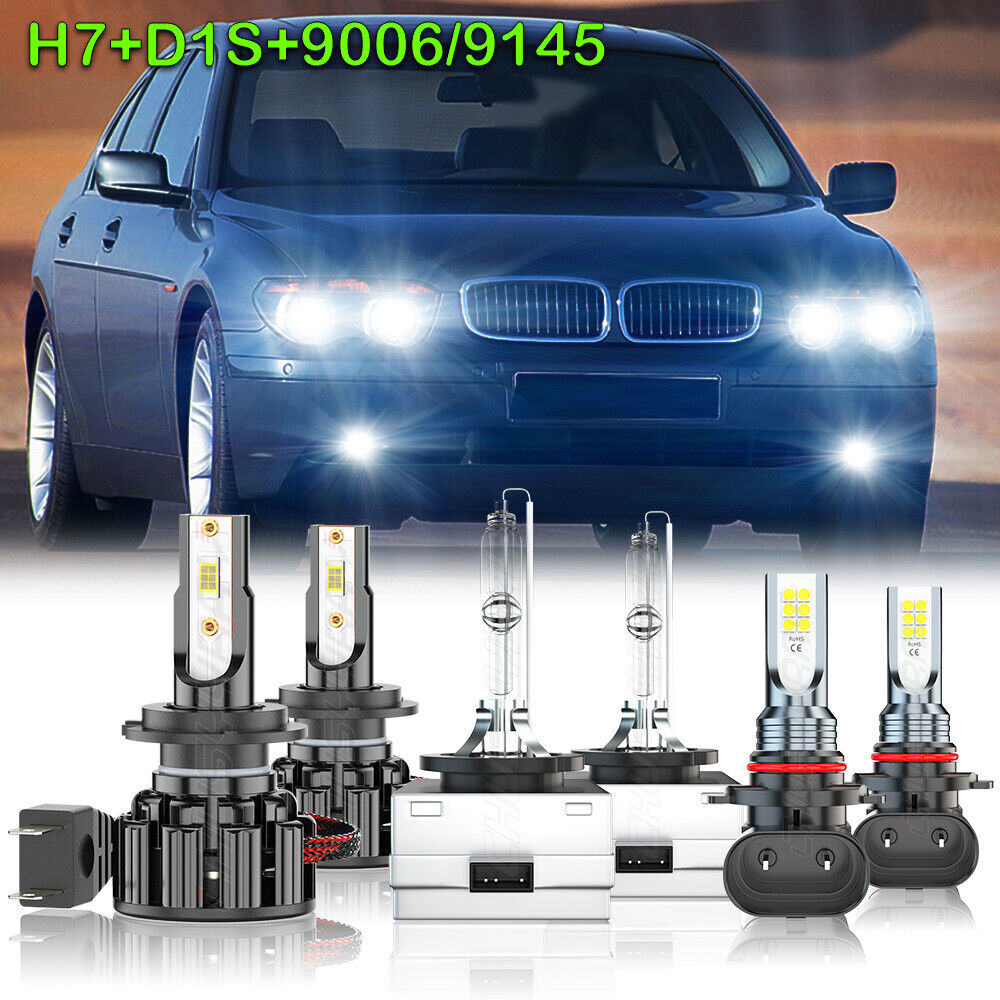 FOR BMW 750i 750Li 760Li 2006-2008 HID led Headlight Hi/Lo Beam+Fog Lights Bulbs