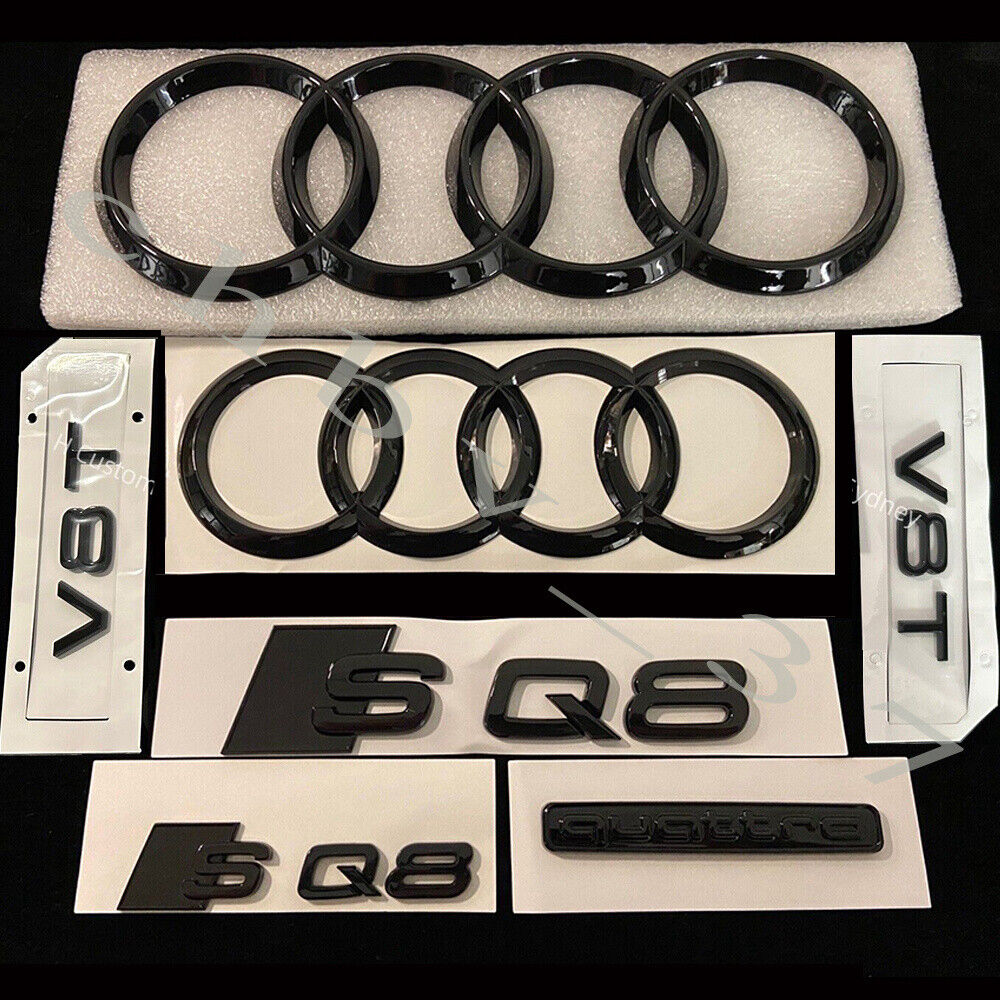 SQ8 Gloss Black Badges Package For Audi SQ8 Full Blacked Out Exclusive Pack 7P