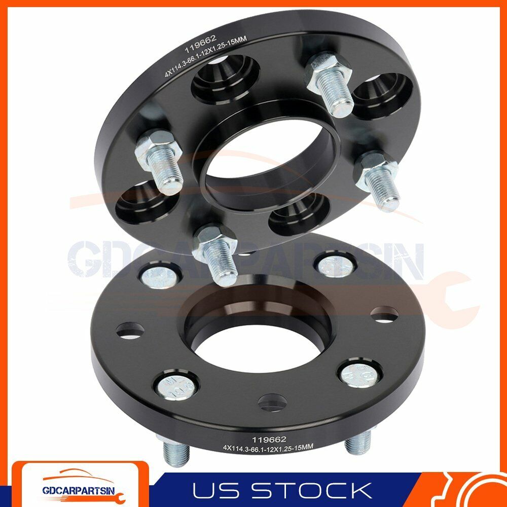 (2) 15mm Hubcentric Wheel Spacers 4x4.5 4x114.3 Fits Nissan 240SX Sentra Altima