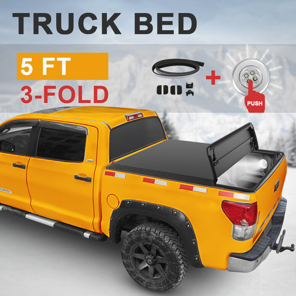 5FT Tonneau Cover Truck Bed For 2015-2023 Chevy Colorado GMC Canyon 3-Fold