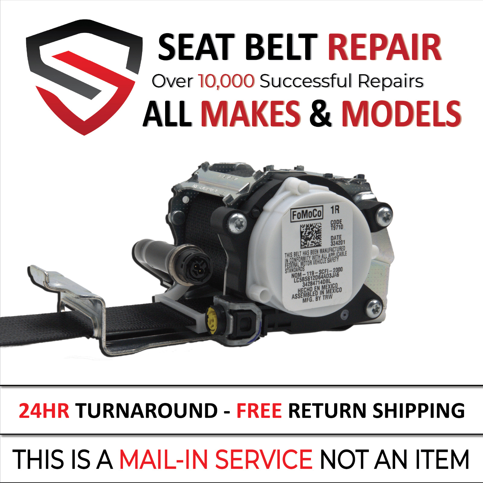 DUAL STAGE DEPLOYED SEAT BELT REPAIR SERVICE - FOR ALL MAKES & MODELS - ⭐⭐⭐⭐⭐
