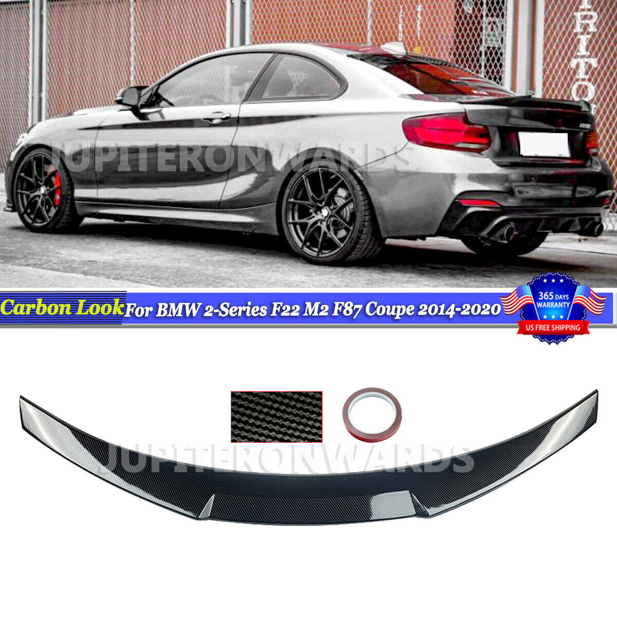 M4 Style Carbon Look Rear Spoiler Trunk Lip For BMW F22 230i M235I M240I M2 F87