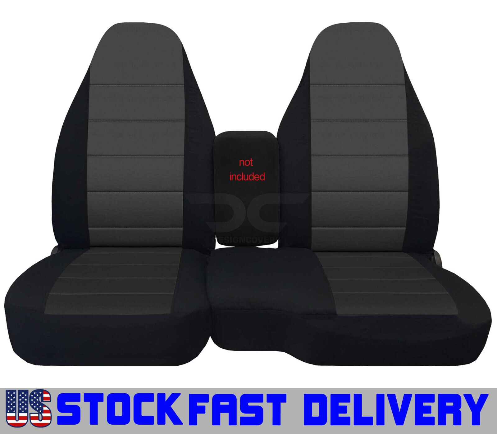 Truck seat covers cotton blk-charcoal center fits 98-03Ford Ranger 60/40 hiback 