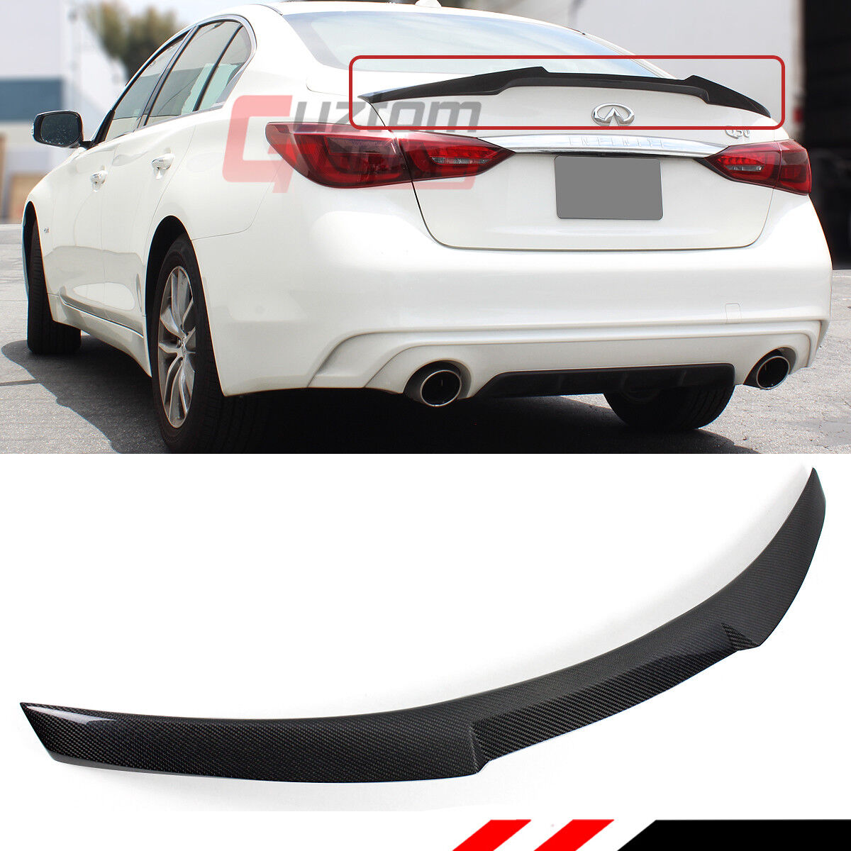 FOR 2014-2024 INFINITI Q50 JDM M4 STYLE REAL CARBON FIBER TRUNK LID SPOILER WING