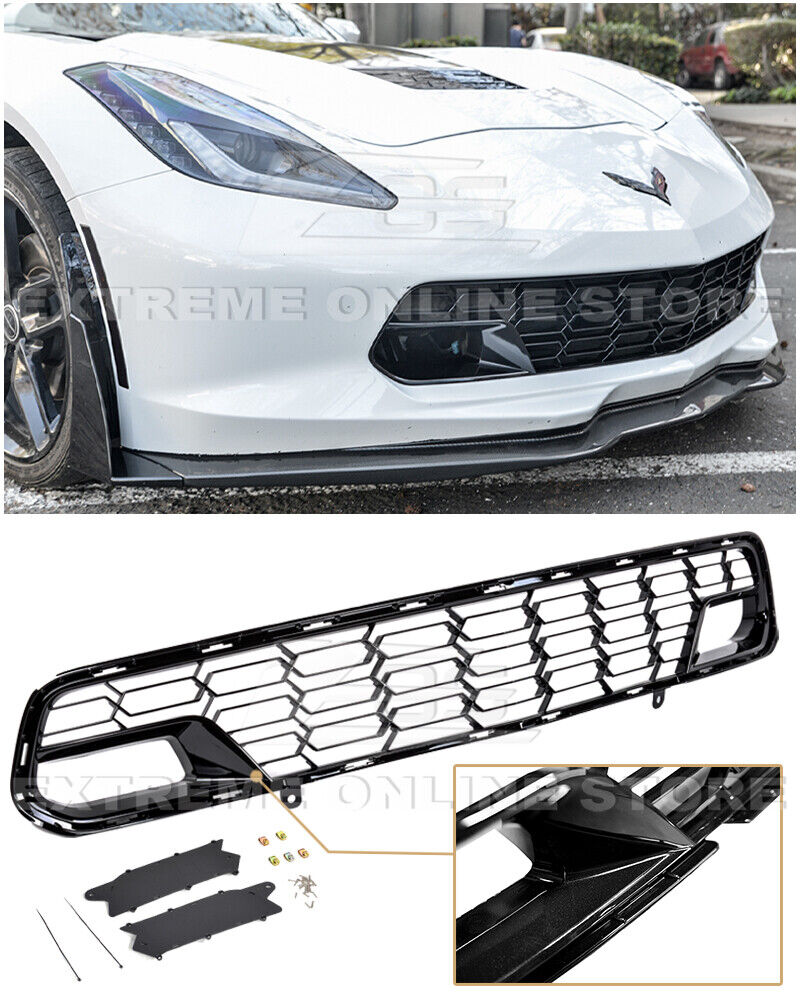 For 14-19 Corvette C7 No Camera Z06 Factory Carbon Flash Front Bumper Grille
