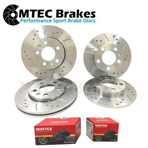 FRONT REAR DRILLED GROOVED BRAKE DISCS FOR VOLVO 850 T5-R & MINTEX PADS