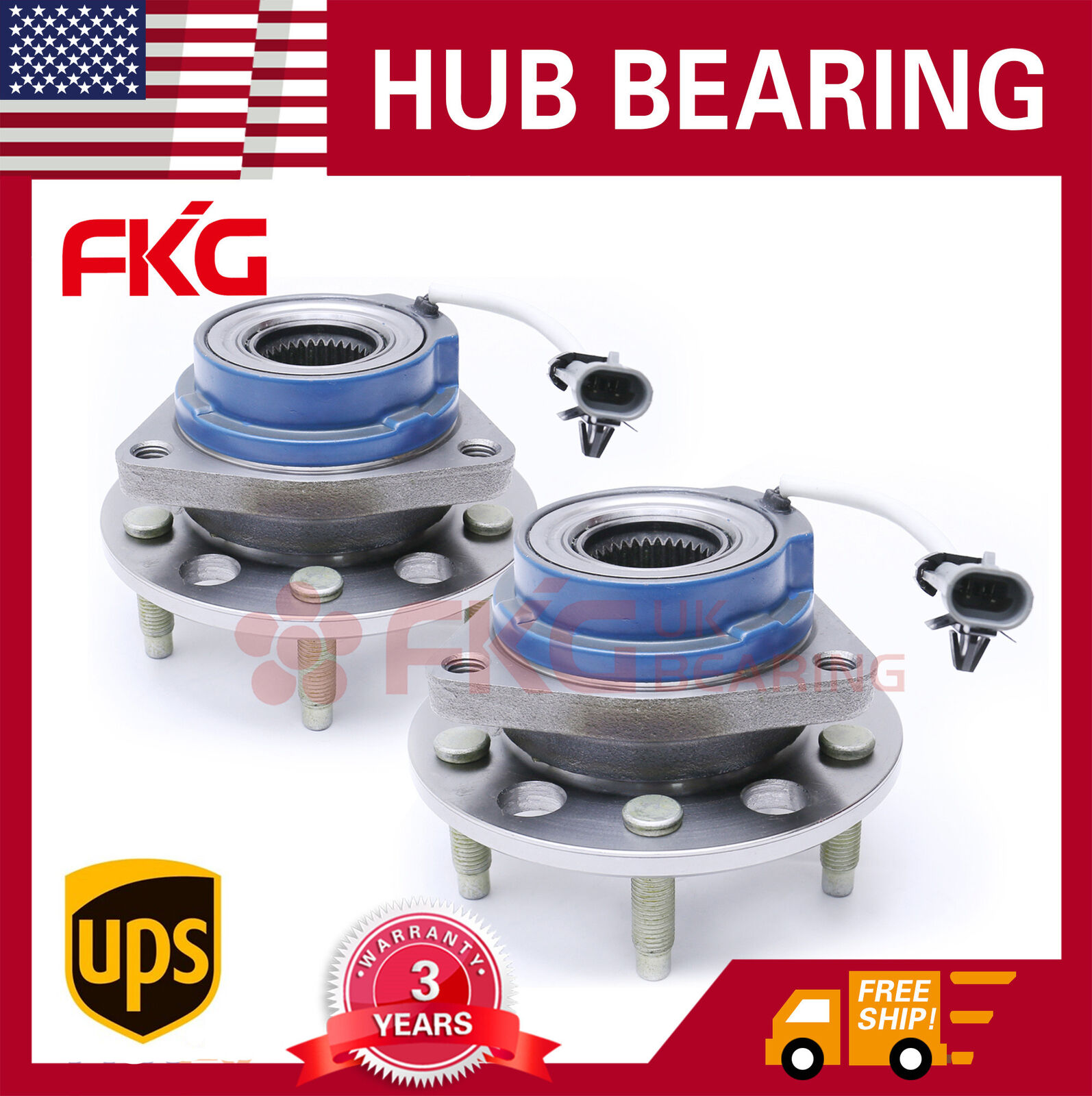 Pair 2 Front Wheel Hub Bearing Assembly for Chevy Pontiac Cadillac w/ABS 513179