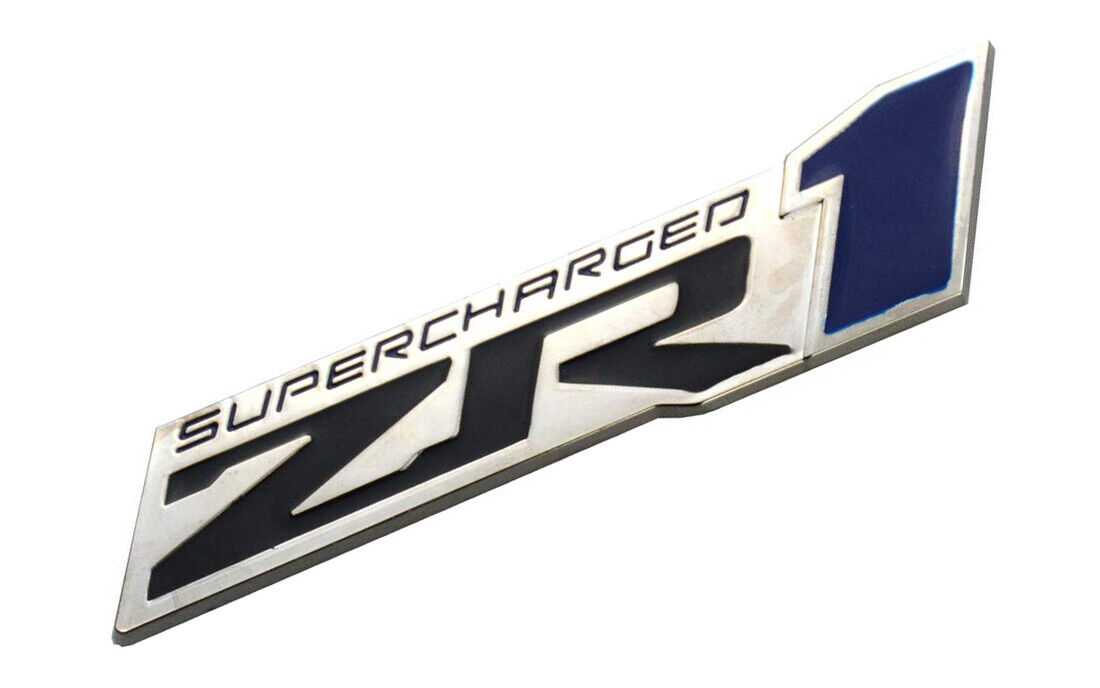 Chrome Blue C6 Corvette ZR1 Metal Emblem Supercharged Badge Nameplate