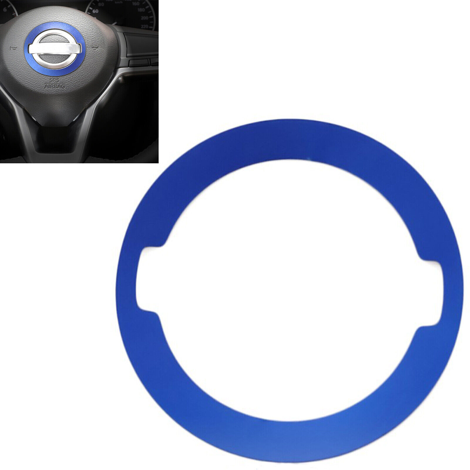 Blue Aluminum Steering Center Ring Cover Trim Fits Rogue Kicks Sentra Maxima