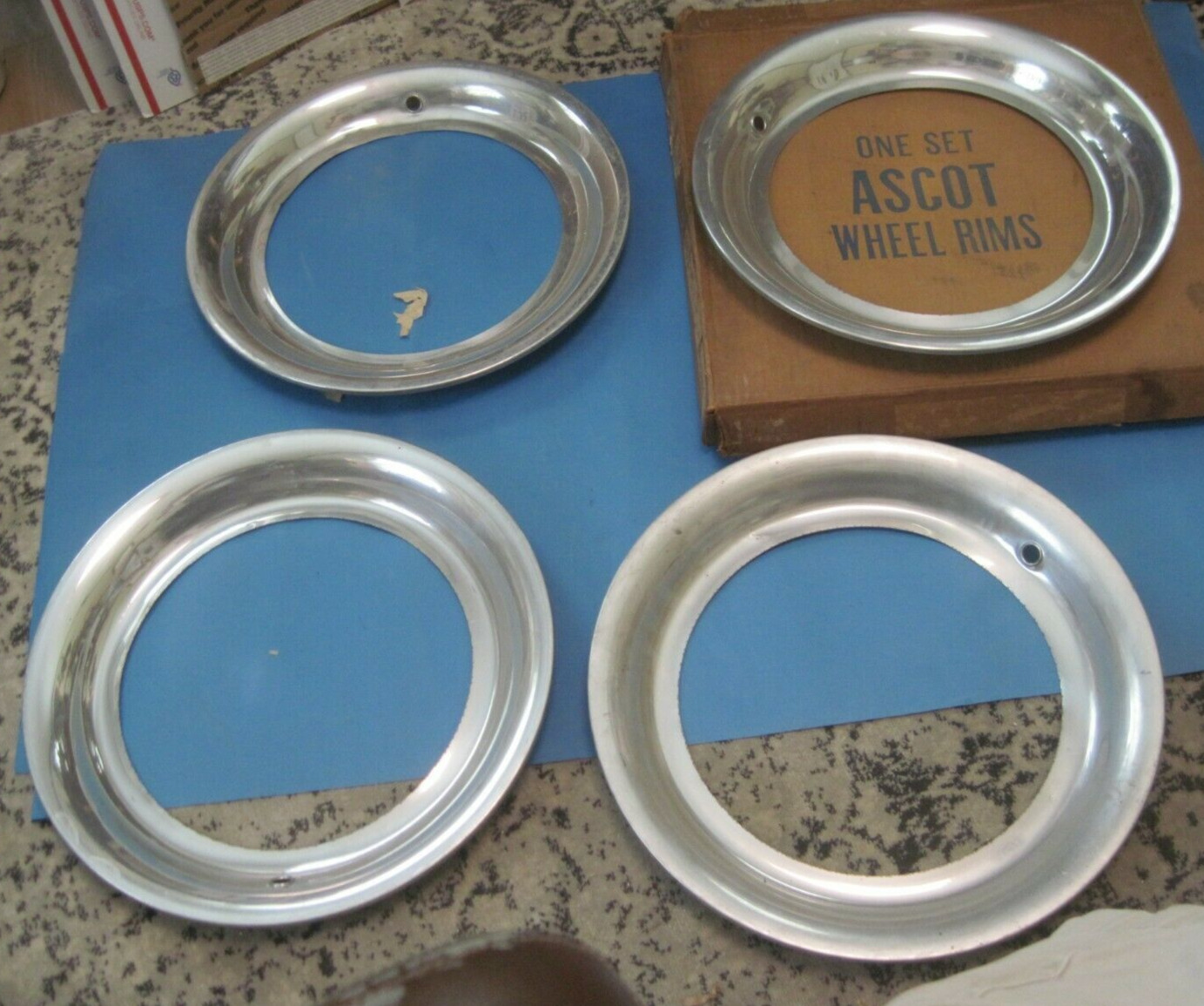 Set of 4 NOS Ascot wheel trim rings 1946-1948 Mercury Nash and Kaiser Frazer