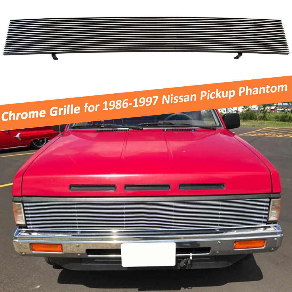Fits 86-97 Nissan Pickup Phantom Chrome Billet Grille Main Upper Grill Insert