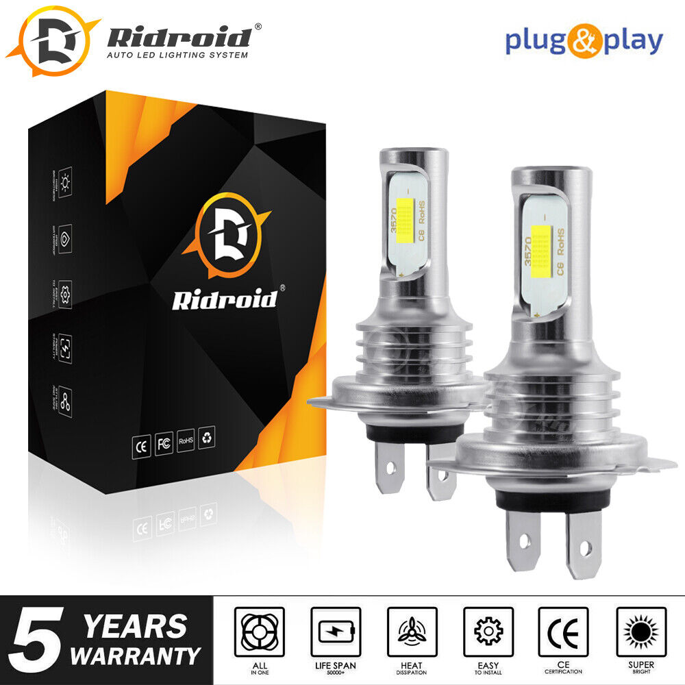 Pair H7 LED Headlight Bulbs Conversion Kit Super High/Low Beam 8000LM 6000K 200W