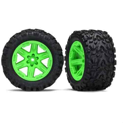 Traxxas 6773G Wheel and Tire Kit Green RXT Wheels 2.8 in. Talon Extreme Tires w/