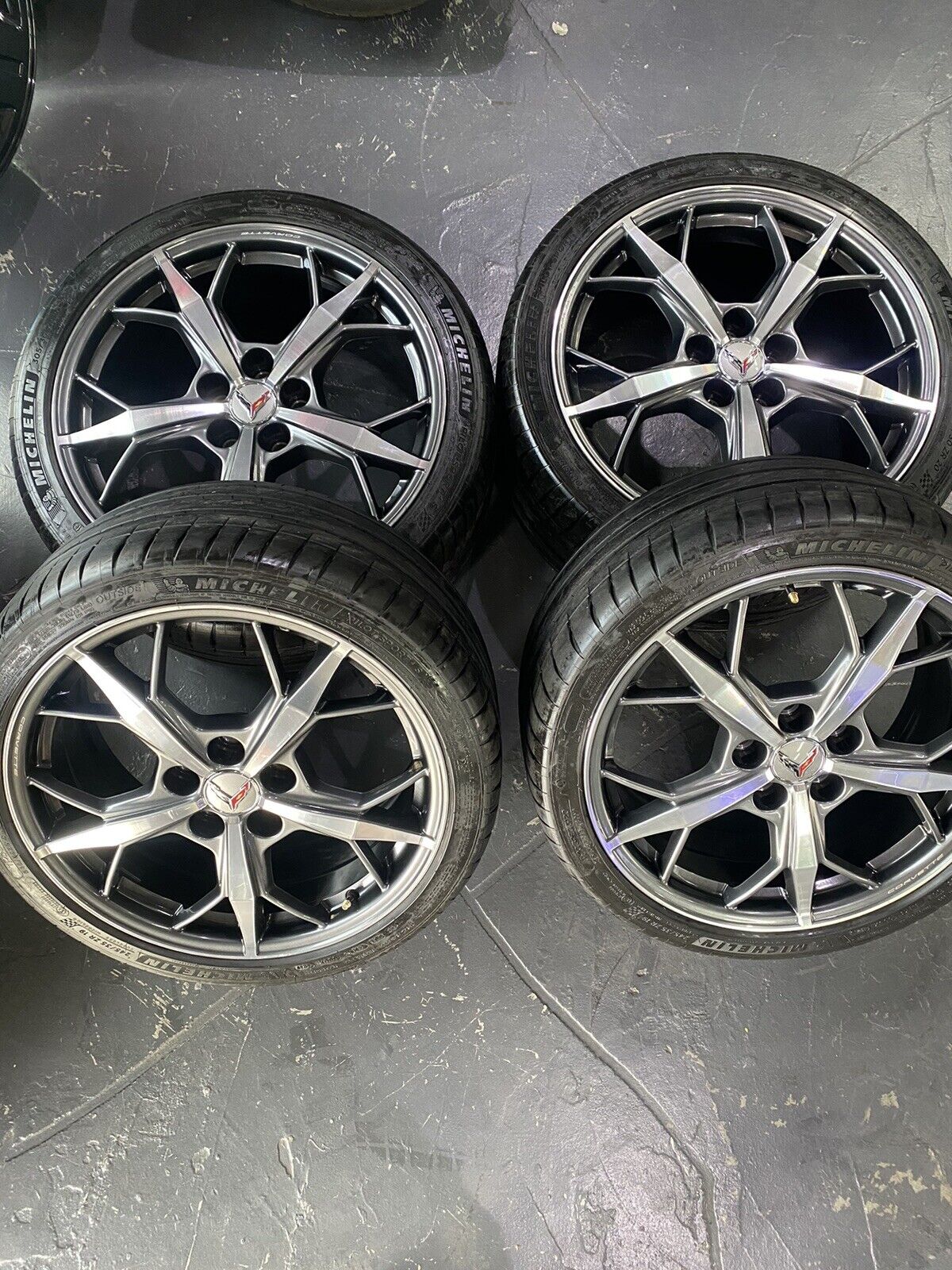 19 20 Corvette  OEM Genuine set 4 C8 Rims Stock Genuine Trident Wheels And Tires