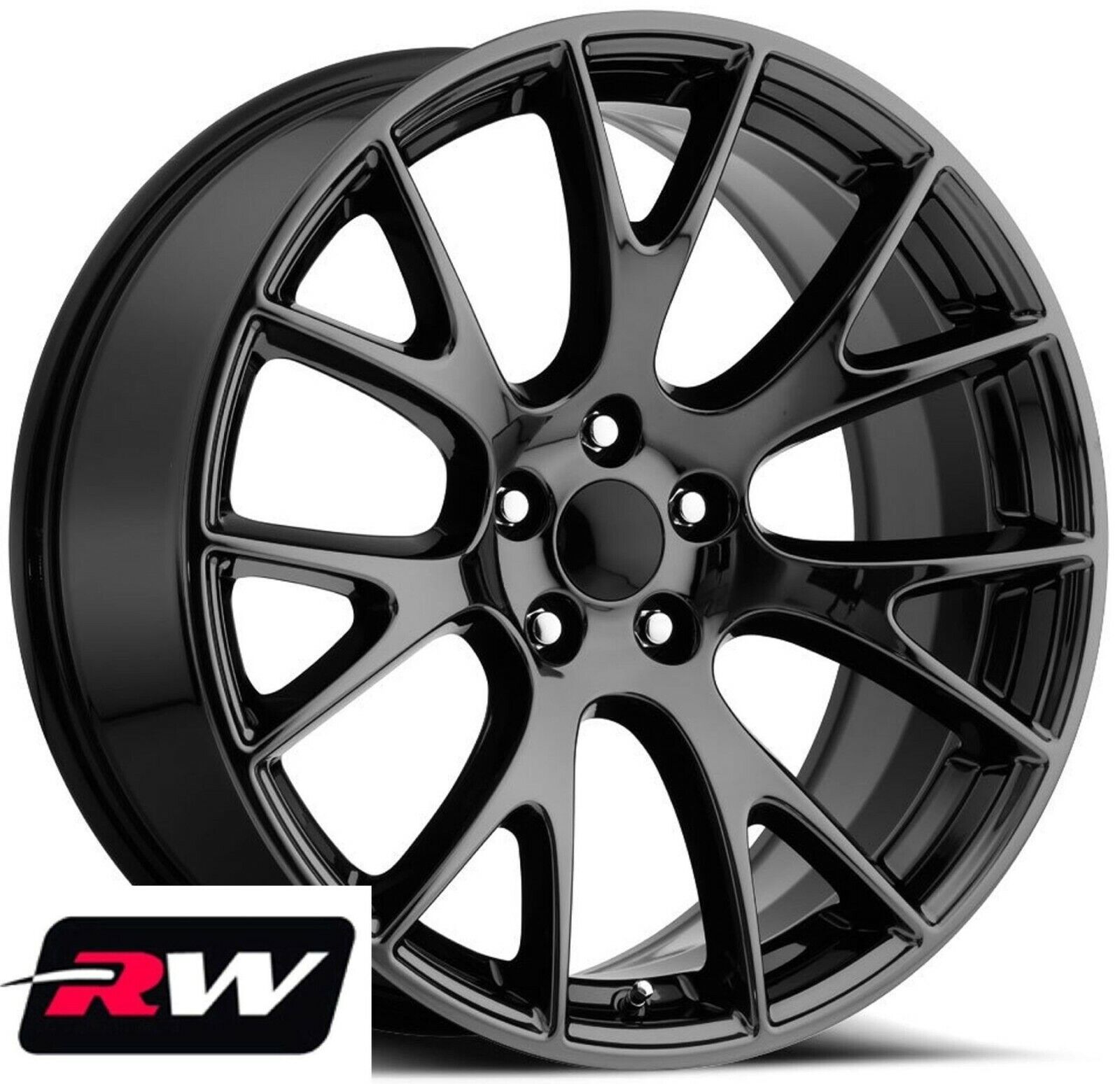 20x9.5 / 20x10.5 RW 2528 Wheels for Dodge Charger Gloss Black Staggered Rims