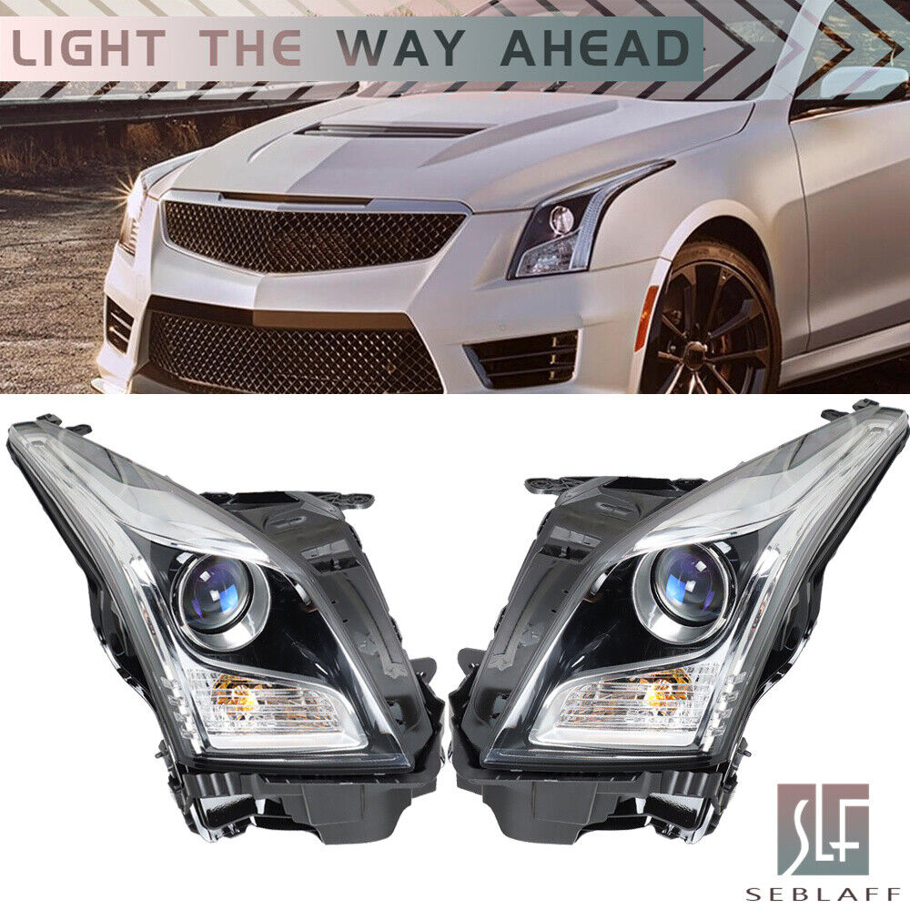 For 2013-2018 Cadillac ATS Headlight Headlamp Halogen Projector Left+Right Side