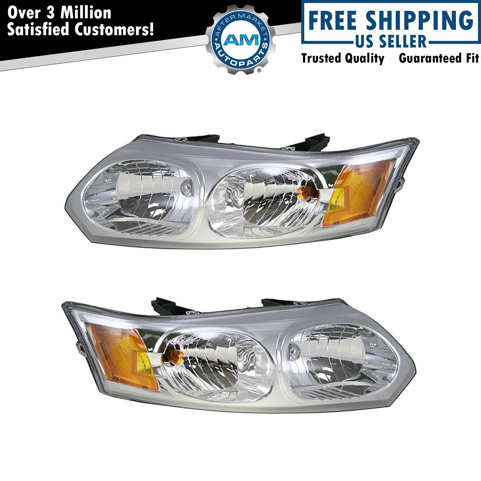 Headlight Set Left & Right For 03-07 Saturn Ion GM2502231 GM2502244 GM2503231