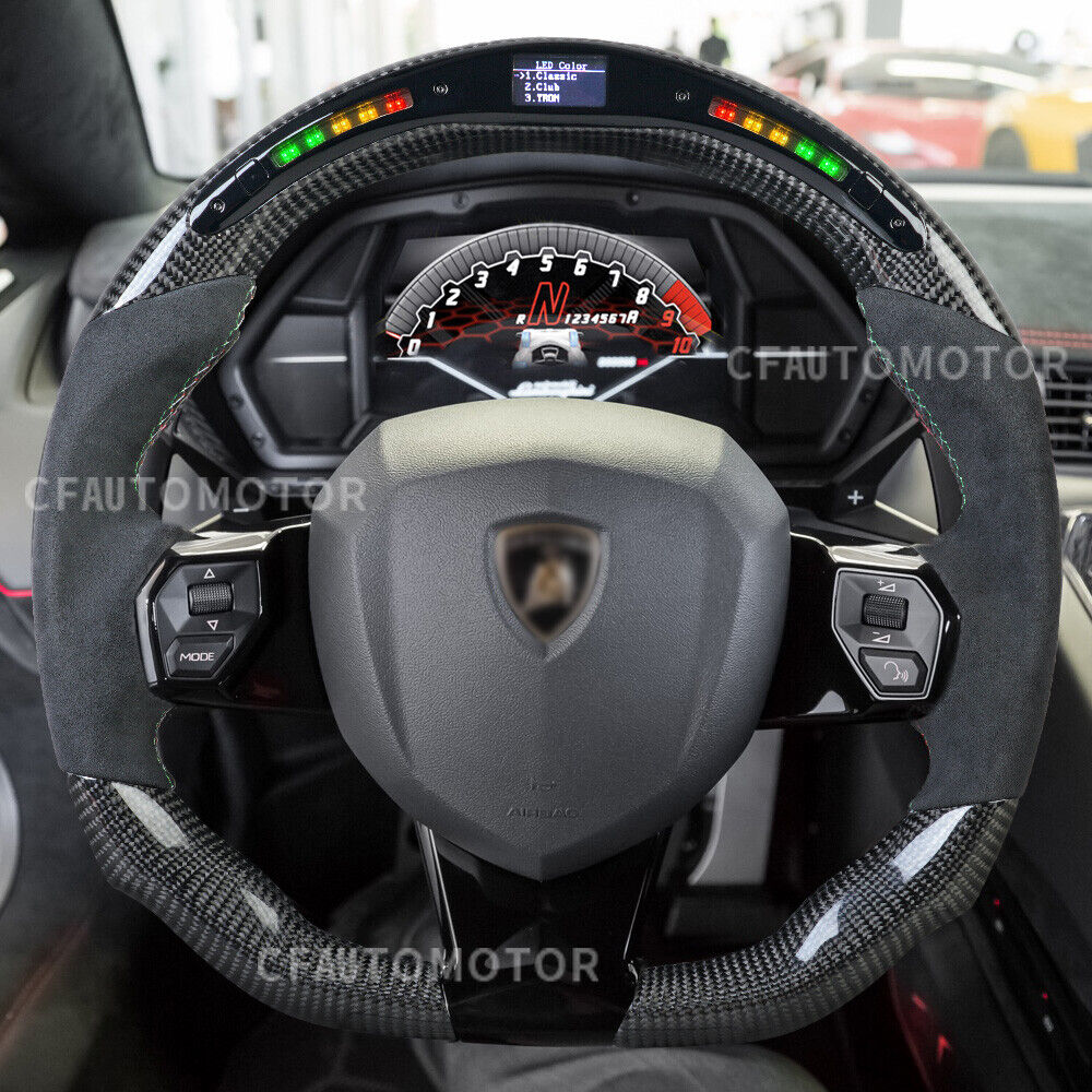 Carbon Fiber Alcantara LED Sport Steering Wheel For 2013+ Lamborghini Aventador