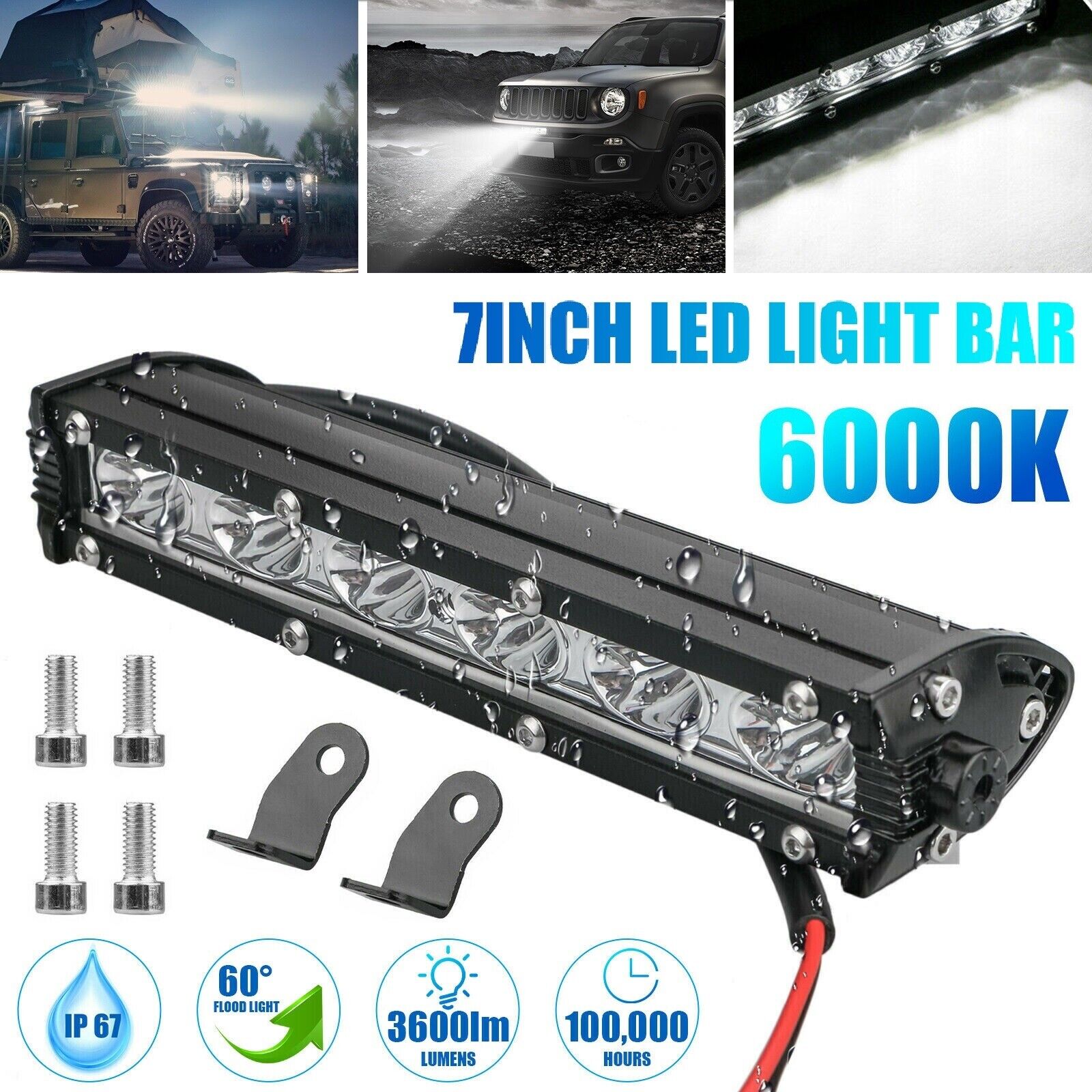 7\'\' 18W Spot Flood LED Work Light Bar Lamp Driving Fog Offroad SUV 4WD Car Truck