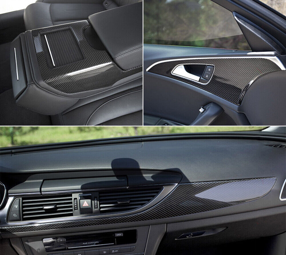 3D Car Interior Accessories Panel Black Carbon Fiber Vinyl Wrap Sticker 30*60*2
