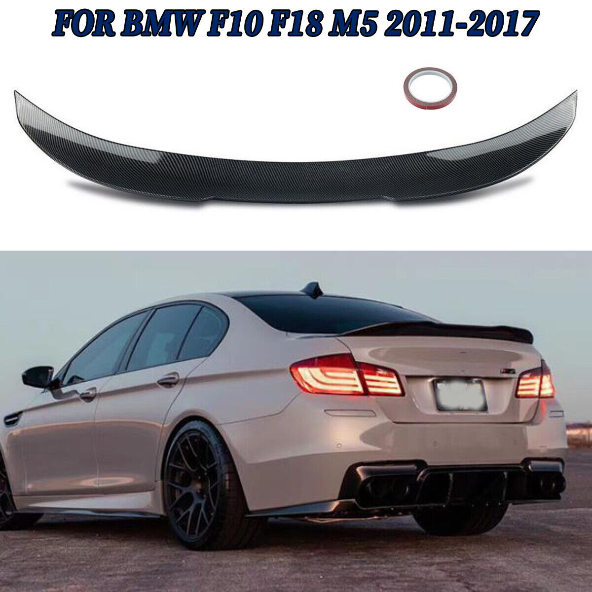 For 11-16 BMW 5Series F10 F18 528i 550i 535i Carbon Look PSM Style Rear Spoiler