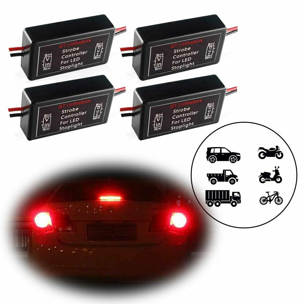 4x Flash Strobe Module Controller Flasher Box for 3rd Brake Stop Tail LED Lights