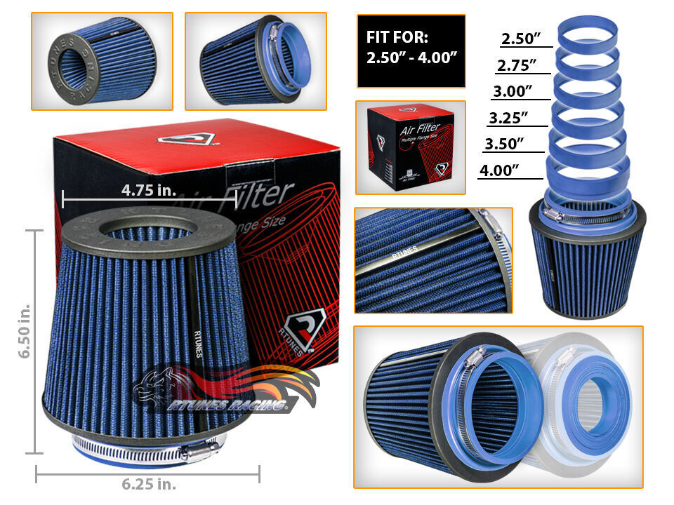 Cold Air Intake Dry Filter Universal Round BLUE Blazer/Camaro/Capital/Captiva